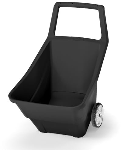 Carriola da Giardino Load&Go | Capacità 95 Litri | 57x84x92,5 cm | in Plastica | Nera | Due Ruote Rinforzate in Gomma | per Trasporto Materiali e Lavori di Manutenzione | Struttura Leggera e Stabile