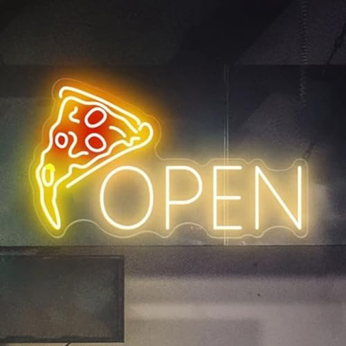 Pizza Neonschild aus Acryl Open Leuchtende Schilder für Unternehmen, LED Pizza Wandkunst für Pizzeria, Laden, Küchenofen, Pizza Party Dekoration, Geschenke für Pizza-Liebhaber, 42 x 23CM