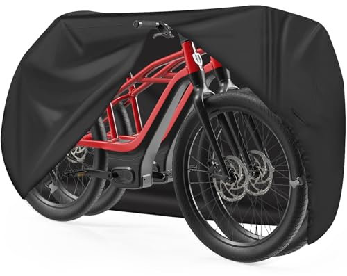 Zettum Bike Cover for 2 Bikes, 600D PU Coating Stationary Bike Covers for Outside Storage Waterproof & Heavy Duty, Outdoor Cycle Cover for eBike, Mountain Bikes, Road Bike, Beach Cruiser Bicycle Cover