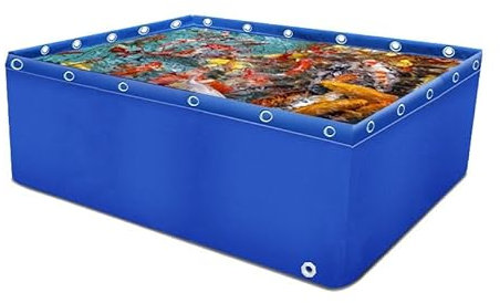 KLYDBMYT Oberirdischer Fischteich, Wasserspeichertank aus Segeltuch, tragbare, Faltbare Außenplane zur Bewässerung von Koi-Zuchtgärten, ohne Rahmen (4 x 2 x 1,2 m)