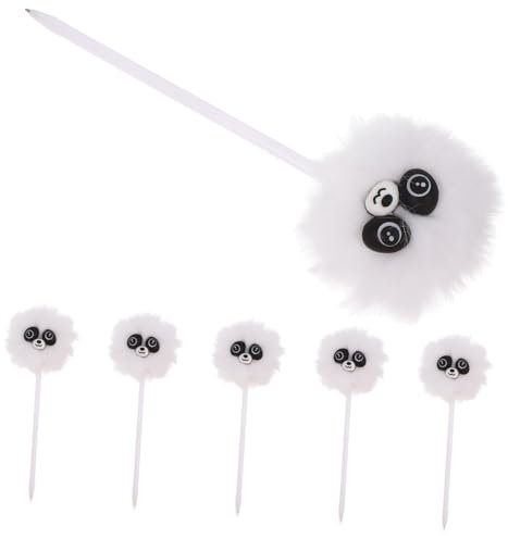 STOBOK 6stücke Schwarze Kugelschreiber Mit Niedlichen Pompon-anhängern Flauschige Formkuli Mit Charmanten Augen Großzügige Menge Schreibstifte Für Junge Mädchen Und Erwachsene