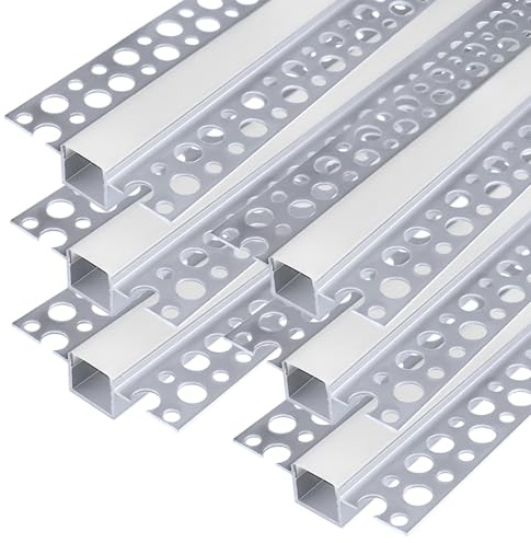 inShareplus Plaster-in LED Channel, 3.3ft/1m 6-Pack led Aluminium Profile with Milky Diffuser, Trimless Recessed Led Strip Diffuser for Under Cabinet, Shelf, Table, Wall and Ceiling