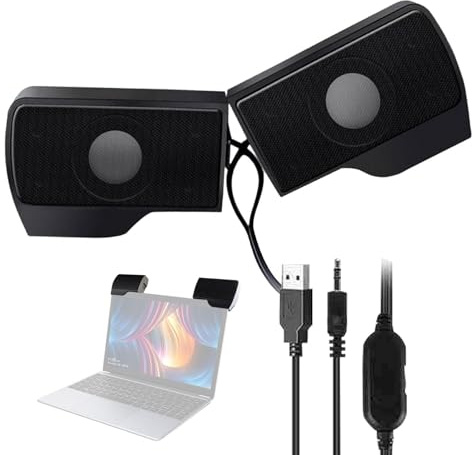 Haut-parleurs pour PC – Son avec alimentation USB, enceintes portables pour ordinateur avec écran à clipser, barre de son multimédia avec câble alimenté par USB