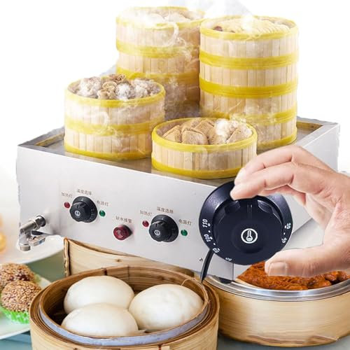 XNYXLPP Vaporizador eléctrico Comercial de Cuatro Orificios para Alimentos, máquina de Bollos al Vapor, vaporizador eléctrico con Alarma de ebullición en seco de Acero Inoxidable con Temperatura