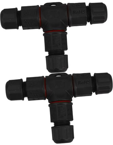 Angoily 2pcs Ip68 Waterproof t Model Junction Box Cable Connector Outdoor 3-Way Cable Sleeve Wire Connector for External Electrical Wiring