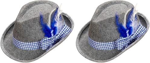 W WIDMANN MILANO Party Fashion - Bayerischer Fedora, mit Band und Federn, aus Filz, Hut, Tracht, Kopfschmuck, Accessoire