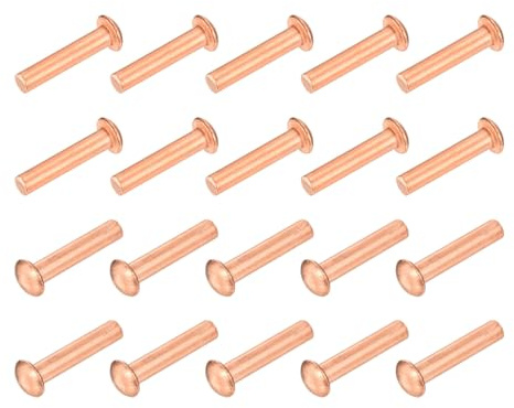 QUARKZMAN 100 Pz Rivetti Solidi in Rame, 1/8 x 35/64 Testa Rotonda Rivetto Fissaggi Metallici per Applicazioni Elettriche Finitura in Rame, Tonalità Rame