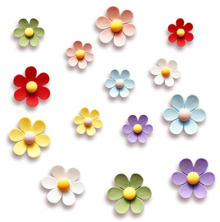14 Stück Magnete Kühlschrank, 3D Blumen Süß Kühlschrankmagnete Set, Bunt Stark Kühlschrank Magnete für Kühlschrank Magnettafel Whiteboard Küche Büro Deko