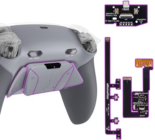 eXtremeRate RISE4 Plus MAX Remap Kit con Clicky Kit para ps5 Modelo BDM-030/040/050 Tope Gatillos & Goma Grip Carcasa Trasera & Palancas Traseras Remapeables para ps5-SIN Mando(New Hope Gray)