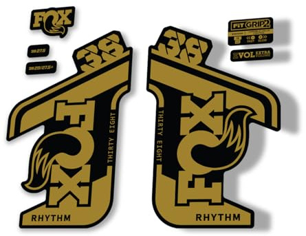 Gabel Ersatz Aufkleber kompatibel für Fox 38 Rhythm 2021 Serie Gold (matt)