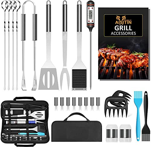UUE Grilliance 25-teiliges Grillzubehör Set aus rostfreiem Edelstahl mit Grillkoffer & Matte – Hochwertiges Grillwerkzeug für Garten, Camping Männer​