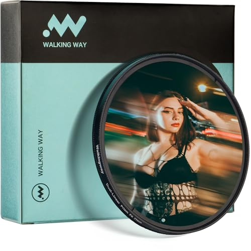WalkingWay Filtro 72mm Doble Cara con Efecto Stretch Filtro Prisma de Vidrio Óptico K9 para Cámaras con Efecto de Retardo en Exposiciones Prolongadas