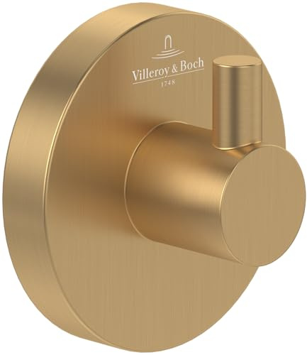 Villeroy & Boch Elements Tender Handtuchhaken, rund – Gold, gebürstet | Für Wandmontage geeignet, aus Zink, 54 x 32 x 54 mm, TVA15101100076