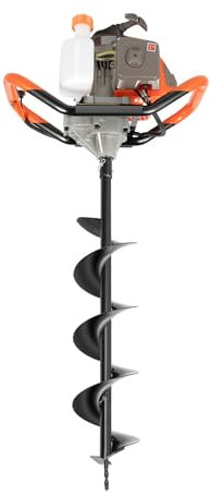 Benzin Erdbohrer, 2-Takt 71CC 2.3KW Benzin Handerdbohrer Zaunpfostenbohrbagger Einzylinder Erdlochbohrer Luftgekühlter Pfostenlochbagger mit Bohrer Bits für Häusern, Baustellen, Bauernhöfen