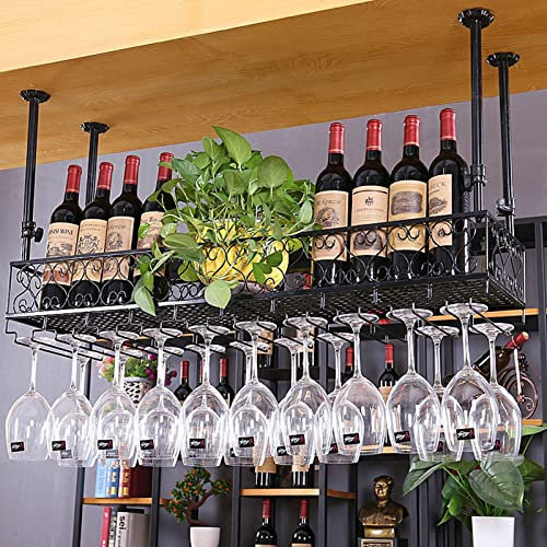 MWAYOYTE Mobile Bar sospeso al soffitto, portabottiglie da soffitto, portabicchieri da Vino sospeso, portabottiglie da Parete, portabicchieri da Bar sospeso, portacalici
