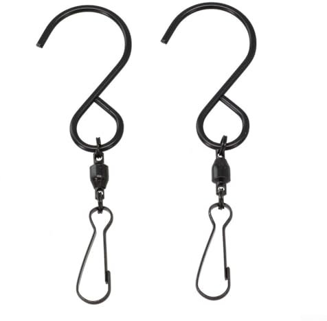 Ganci girevoli in acciaio inox per appendere campanelli a vento e decorazioni da giardino girevoli (2 pezzi, nero)