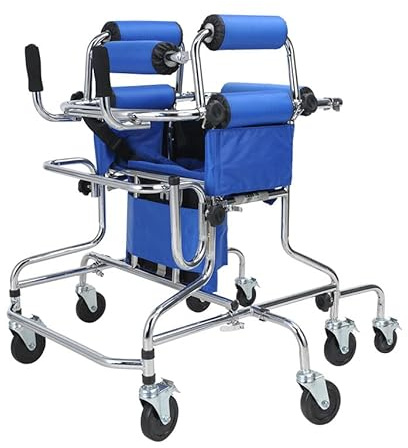 Tragbarer aufrechter Ständer für Zerebralparese, höhenverstellbarer Aluminium-Rollator, Rehabilitation der unteren Extremitäten, Gehgestell mit 8 Rädern