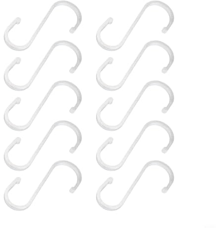 Ganchos en forma de S de aluminio para cocina y uso doméstico para colgar tazas, utensilios y plantas, paquete de 10 (blanco)