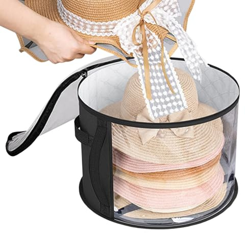 Genérico Hat Box | Caja Transparente de Alta Capacidad para Sombrero | Organizador Plegable Con Tapa Y Asa De Transporte Para Expositor De Gorros Armario Dormitorio Garaje - para Dormitorio
