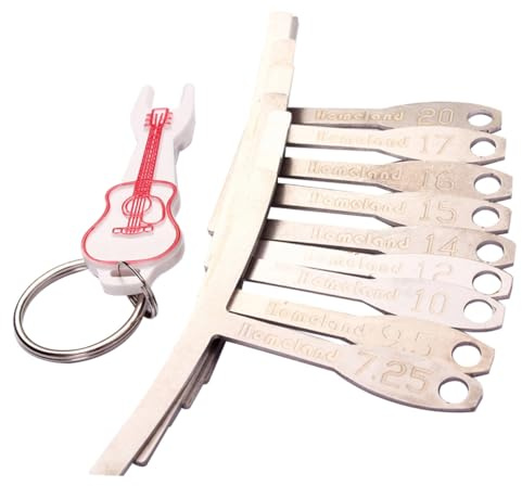 TOYZFRIENDY 9 piezas Kit Profesional de Galgas de Radio para Guitarra Metálicas para Medición Precisa del Radio del Diapasón Puente con Llavero Color Aleatorio Herramienta Color Aleatorio