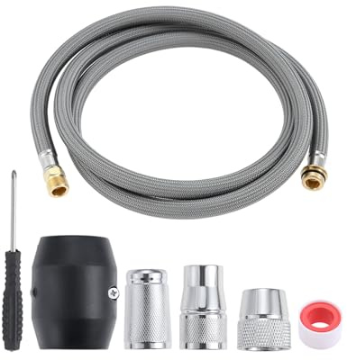 bowarepro Kitchen Faucet Hose Replacement Kit for Grohe 48293000, Flexible Pull-Out Tap Sprayer with Counterweight and 3 Adapters, Easy Retraction & Smooth Parts for Sink Shower