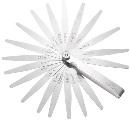 QUARKZMAN Spessimetro Metrico 0.05-1.0mm 20 Lame Set Spessimetri Affusolati In Acciaio Inox Strumento Per Misurare Lo Spessore Per Riparazione Valvole Chitarra Candele Di Accensione