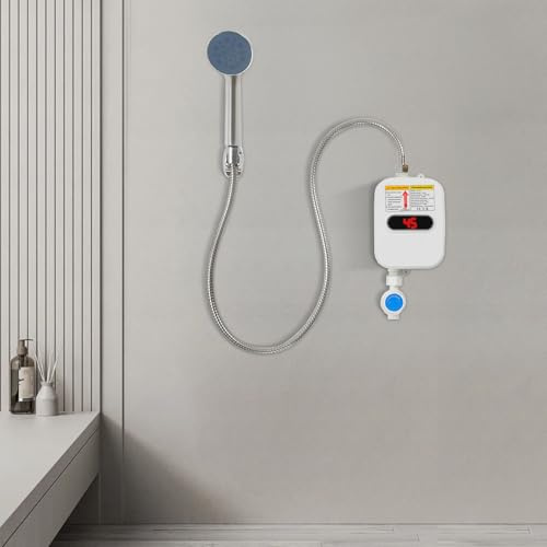 Calentador de agua eléctrico instantáneo de 3500 W, sin depósito, calentador de agua eléctrico instantáneo con ducha de mano para baño