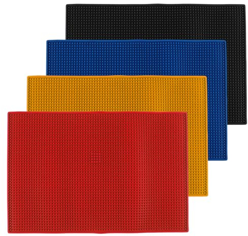 MAKTSAM 4 Stück 45 x 30 cm Bar-Matte, bunte Gummi-Bar-Service-Auslaufmatte, Kaffee-Abtropfmatten für Cocktail, Barkeeper, Arbeitsplatte (4 Farben)