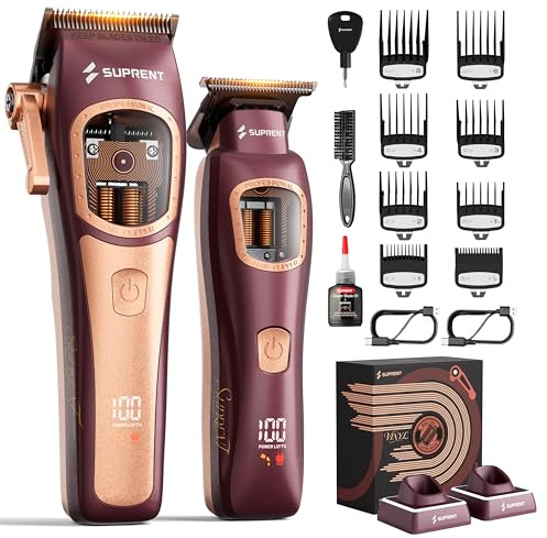 SUPRENT Tagliacapelli Professionale - Set Macchinetta Per Capelli 8500–11000 giri/min Motore Vettoriale Intelligente a Doppia Bobina, Taglia Capelli Hair Trimmer Regalo Per Uomo