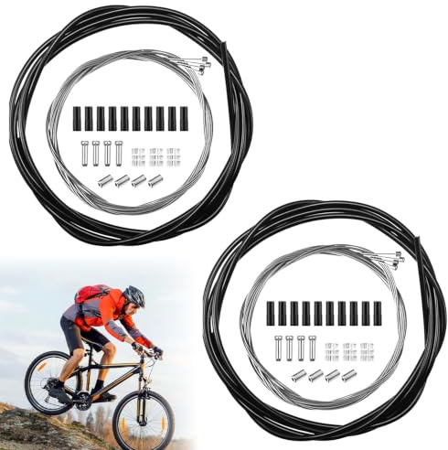 2 Set Fahrrad Bremszug Bowdenzug Fahrrad,Bremszug Fahrrad,2m Schaltzughülle,Universal Fahrrad Schaltzug Set,Mit Endhülse Endkappen/O-Ringe Donuts Bremsseil Und Schaltseil,Für Vorder-Hinterradschaltung