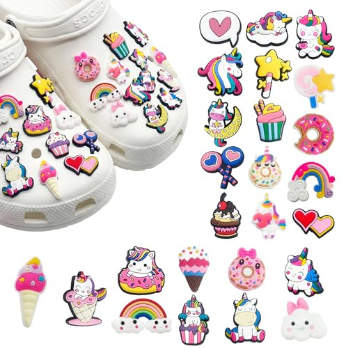 KIMHOME 25 dijes para zapatos, accesorios de dibujos animados y pines de PVC extraíbles para adultos y adolescentes (serie Unicornio)