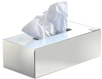 Schönbeck Design Papiertuchbox Tissuebox Edelstahl hochglanzpoliert, Glas weiß oder schwarz erhältlich. Made in Germany, Kosmetiktücher-Box