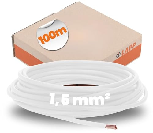 Lapp 100m H07V-K 1,5 mm² PVC Einzelader - Weiß - Flexibel & Feindrähtig | Anschluss- und Steuerleitung für Schaltschränke, HAR-zertifiziert, flammwidrig nach VDE 0295, 450/750 V Kupferleitung