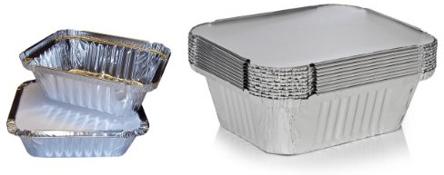 50 vassoi, piatti, contenitori e coperchi in alluminio argentato, Silver, 121 x 96 x 41mm (No.1)