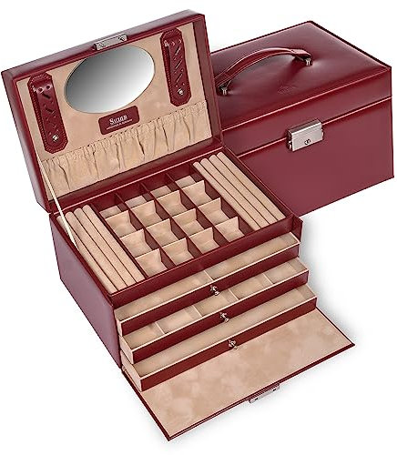 SACHER Schmuckkasten Lena new classic/rot (Leder)