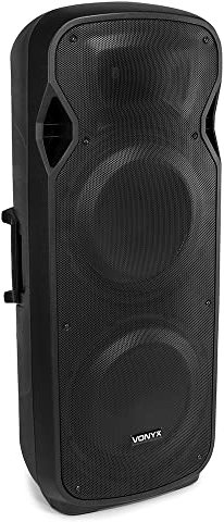 VONYX AP215ABT Dual 15 Bluetooth Active DJ Speaker, 1200W Powered Party Speaker with USB MP3 Player, SD Input, AUX, XLR Microphone Ports & RCA Line-in (Single)