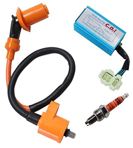 OxoxO Performance Racking Round Ac Fired 6 Pins CDI + Ignition coil + Spark Plug for Chinese Gy6 50cc 125cc 150cc Moped Scooter Go Kart