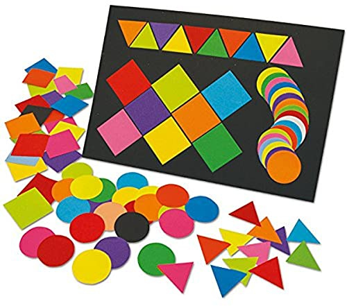 Spånskiva förskurna färgade papper mega mosaik – 5 x 5 cm (paket med 2000) – fyrkantig, triangel, cirkel