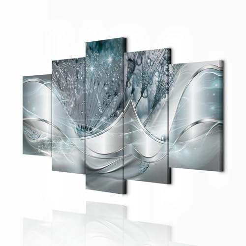decomonkey Wandbilder Abstrakt Pusteblume 100x50 cm 5 Teilig Leinwandbilder | Bild auf Leinwand, Kunstdruck, Wanddeko, Wohnzimmer, Wanddekoration, Blumen