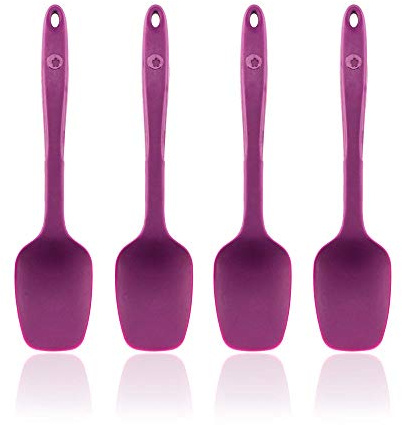 Kochblume Flexlöffel S 4er Set | Premium-Silikon & BPA frei| Hitzebeständig | Spülmaschinenfest | Farbe: lila