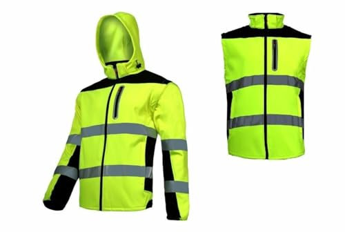 K&G Arbeitsjacke L40919 NEON GELB 2in1 Lahti PRO Arbeitsweste Wasserdicht Jacke Weste Herrenjacke Schutzjacke Berufsjacke Herrenweste Sicherheitsjacke Handwerker (2XL)