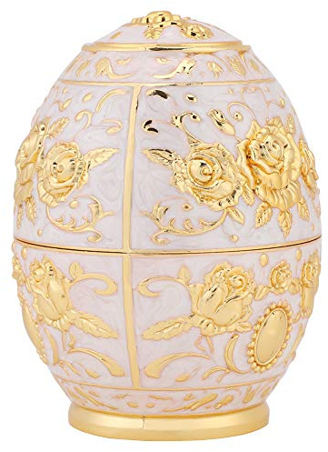 scatola distributore automatico di stuzzicadenti pop-up a forma di uovo retrò, Portastuzzicadenti Automatico a Pressione con Motivo Rose Dorate in Rilievo(Oro)