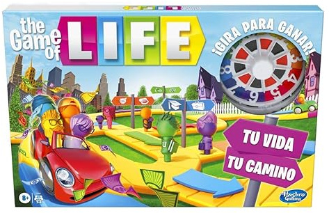 Juego The Game of Life, Juego de Mesa para la Familia de 2 a 4 Jugadores, para niños a Partir de 8 años, Incluye Clavijas de Colores
