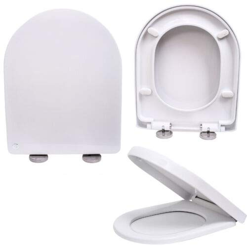 D-Shaped Toilet Seat, Soft Close with Quick Release Top Fixed 360 Adjustable Hinges, Easy Cleaning, Sturdy Duroplastic Anti-Bacterial Toilet Lid, D Shape Loo Seat, Toilet Seat Cover, White