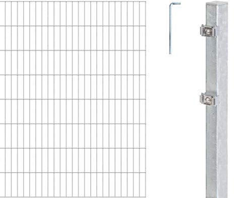 Alberts 653781 Doppelstabmattenzaun als 8 tlg. Zaun-Komplettset | verschiedene Längen und Höhen | feuerverzinkt | Höhe 180 cm | Länge 6 m