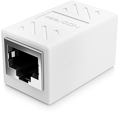 deleyCON 1x CAT6 Accoppiatore Cavi di Rete Cavo Patch Cavo Ethernet Adattatore Componibile Schermato 2x Presa RJ45 DSL LAN Bianco