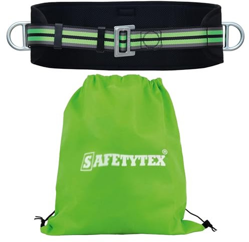 Safetytex Haltegurt - Fallschutz EN 358 - Bandfalldämpfer Tragkraft 140 kg - Auffangseil Arbeitsplatzpositionierung - Absturzsicherung Werkzeugaufnahme - Halteseil Komfort-Rückenteil