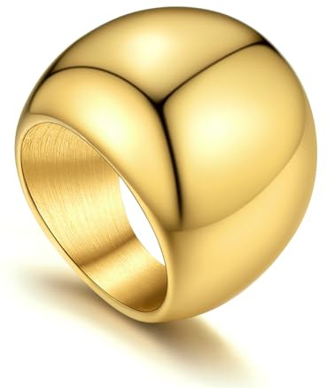 GoldChic Klassischer Glänzender konvexer Ring aus 316L Edelstahl in Breite 8.8mm/16mm/23.5mm Einfache stapelbare Bandring mit Strass Sterne Schmal Memorial Damen Ring Ringgröße 54.4（17.3）-67.2（21.4） in Silber/Gold/Schwarz