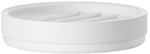 Zone Denmark Rim Seifenschale, Seifenablage, Aufbewahrung und Abtropfschale für Feste Seifen, Rund, Durchm. 10,8 cm, Höhe 2,3 cm, Weiß