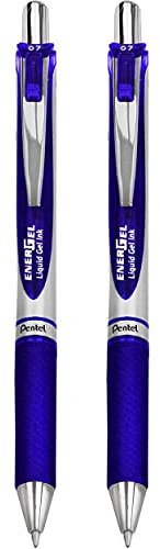 Pentel EnerGel XM BL77 Gelschreiber, einziehbar, 0,7 mm, 54 % recycelt, Blau, 2 Stück